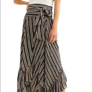 Free People Giselle Handkerchief Striped Maxi Skirt woman’s Medium